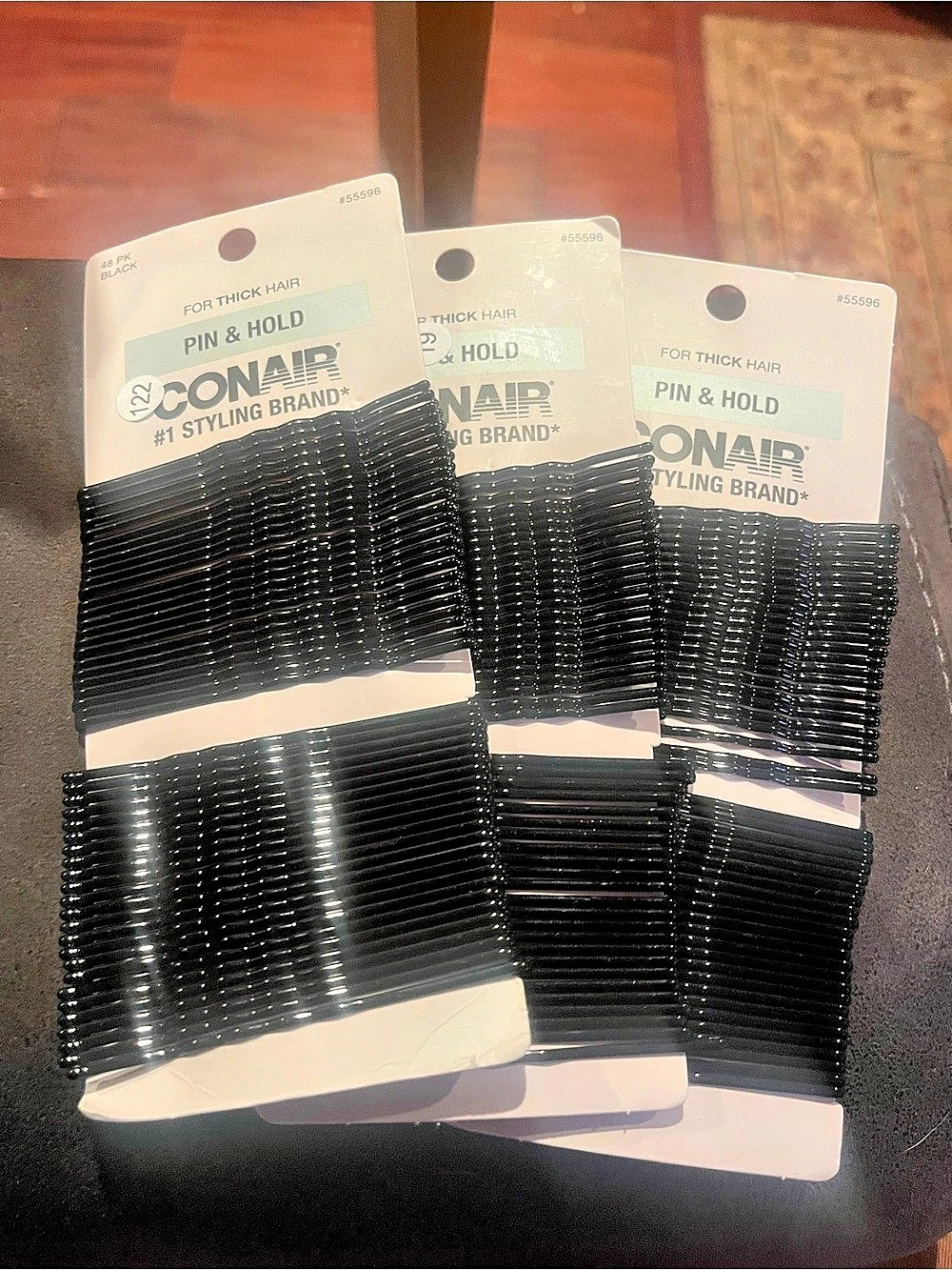 Conair Pin & Hold Bobby Pins for Thick Hair Black Set of 3